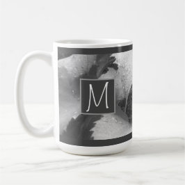 Taza De Café Foto en blanco y negro de hojas de uva gris inicia