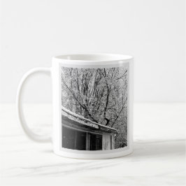 Taza De Café Foto en blanco y negro de la escena invernal de ni