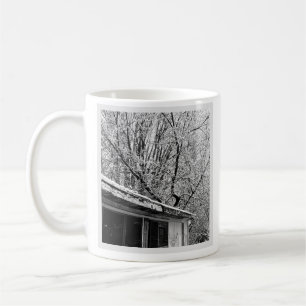 Taza De Café Foto en blanco y negro de la escena invernal de ni