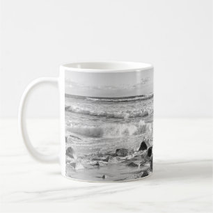 Taza De Café Foto en blanco y negro de las olas del océano Atlá