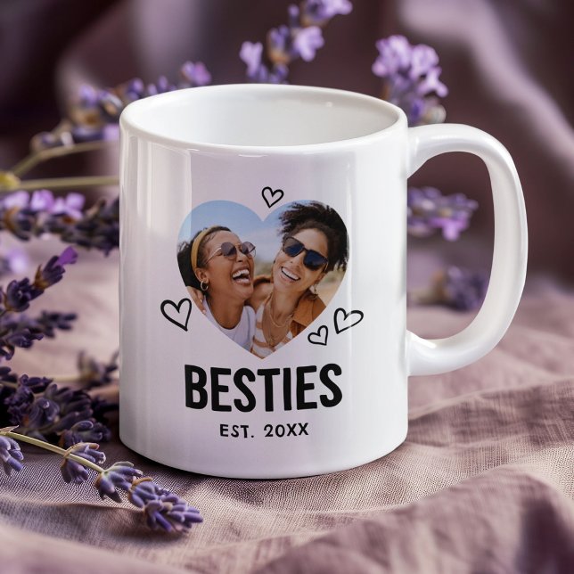 Taza De Café Foto esbozada del corazón de Besties (Subido por el creador)