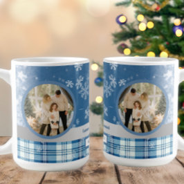 Taza De Café Foto Española Feliz Navidad Elegante Azul