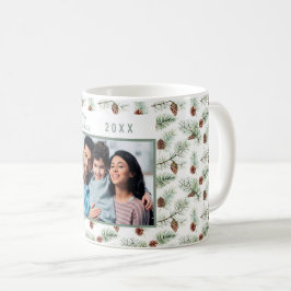 Taza De Café Foto familiar coneja a Navidades verdes de pino
