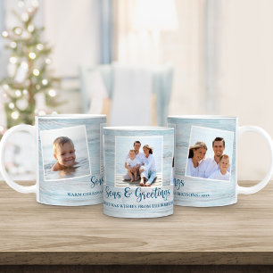 Taza De Café Foto familiar de Navidad en la playa