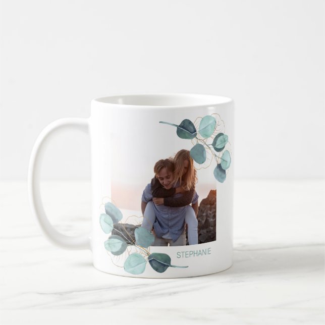 Taza De Café Foto familiar Eucalyptus Personalizado Botánico (Izquierda)