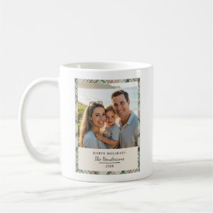 Taza De Café Foto familiar Navidad Cuadro de Tartán Verde Salvi