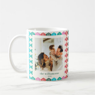 Taza De Café Foto Familiar Retro Navidad Copo de Nieve Atómico