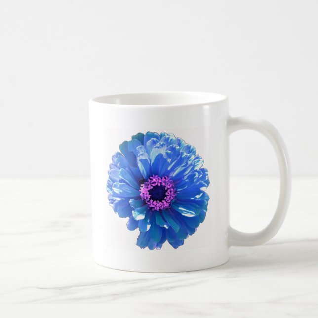 Taza De Café Foto floral azul margarita (Derecha)