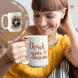 Taza De Café Foto floral de regalo de Día de la Madre MOM perso