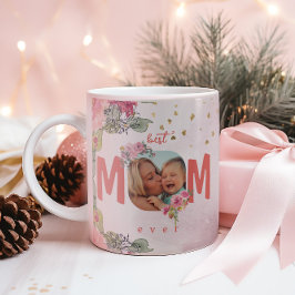 Taza De Café Foto Floral Rosa Para La Mejor Mamá De La Historia