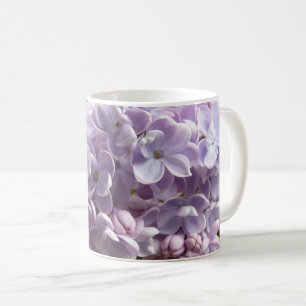 Taza De Café Foto macro de Flores de Lino Púrpura Pálida