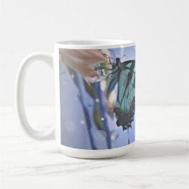 Taza De Café Foto mágica verde azulada de mariposa