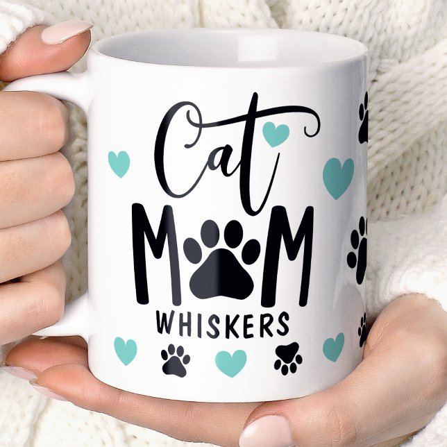 Taza De Café Foto Mascota personalizada de Cat Mom Pawprint ver (Subido por el creador)