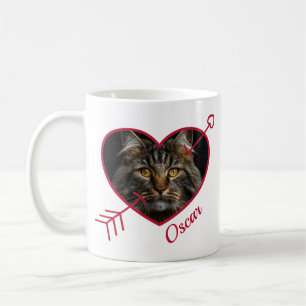 Taza De Café Foto Mascota personalizada y nombre Forma de coraz
