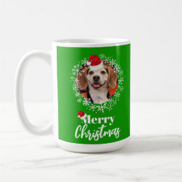 Taza De Café Foto mascota Red Santa Hat Snowflakes Navidades ve