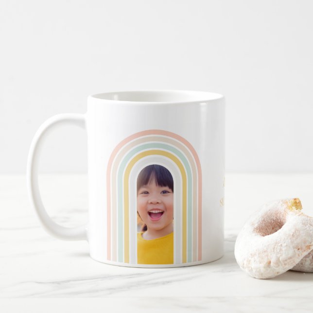 Taza De Café Foto moderna del arcoiris (Con donut)