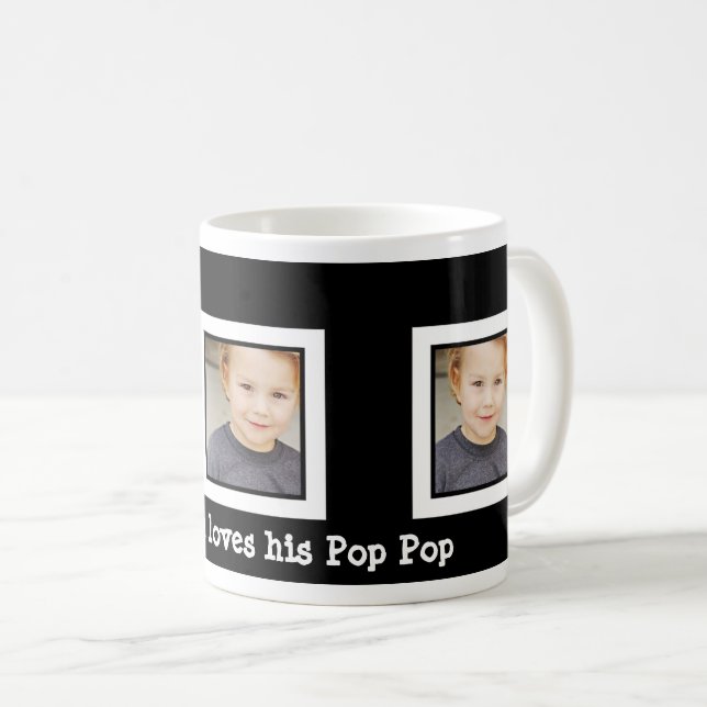 Taza De Café Foto negra y del blanco personalizada tres (Anverso derecho)
