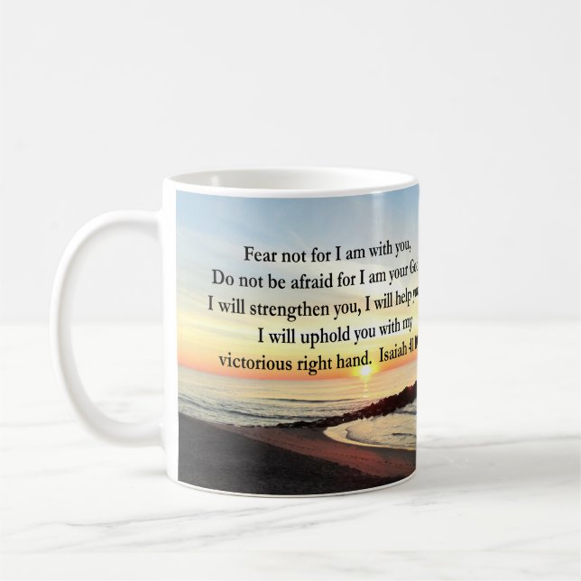 TAZA DE CAFÉ FOTO PACÍFICA DE ISAIAH 41:10 SUNRISE (Izquierda)