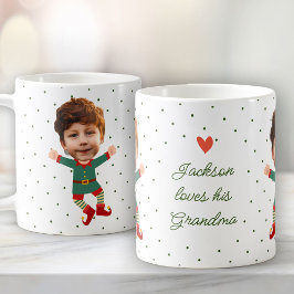 Taza De Café Foto personalizada Cara graciosa Navidades Elf Kid