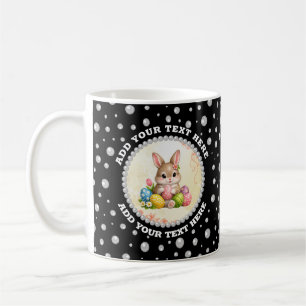 Taza De Café Foto personalizada con círculo de perlas sobre neg