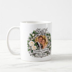 Taza De Café Foto personalizada de bodas de plata 25 aniversari