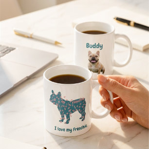 Taza De Café Foto personalizada de Bulldog Francés Me encanta m