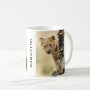 Taza De Café Foto personalizada de cachorro de león subiendo ár