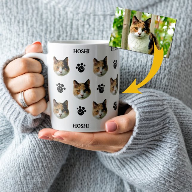 Taza De Café Foto personalizada de cara de gato (Subido por el creador)