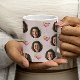 Taza De Café Foto personalizada de cara y cóctel | Rosa persona