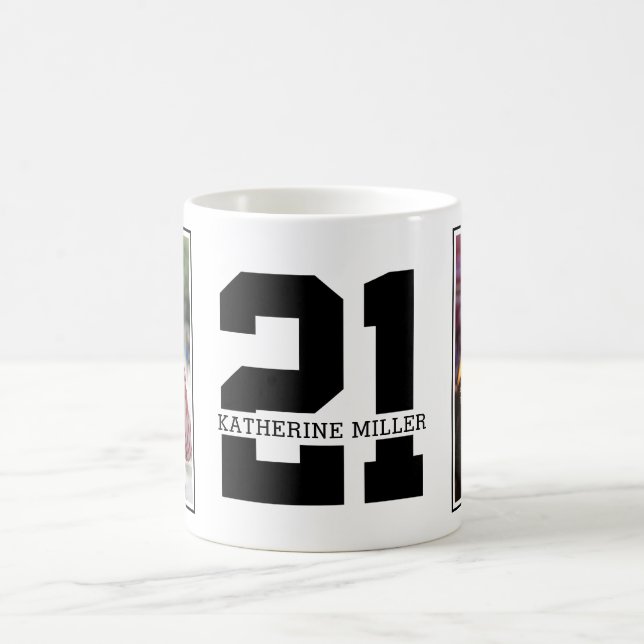 Taza De Café Foto personalizada de cumpleaños 21 (Centro)