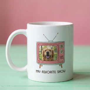 Taza De Café Foto personalizada de Golden Retriever en TV retro
