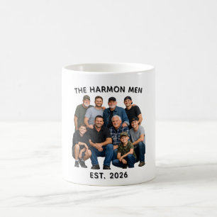 Taza De Café Foto personalizada de hombres de la familia, nombr