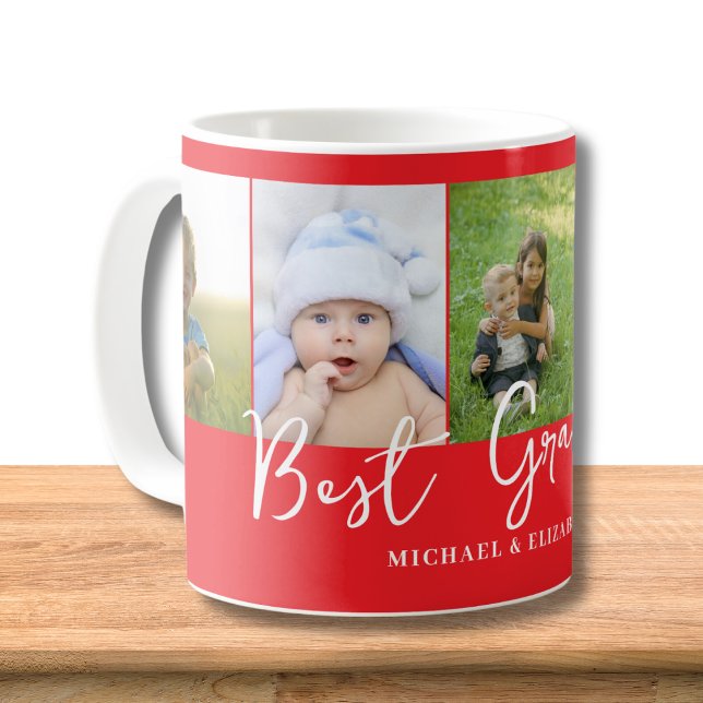 Taza De Café Foto personalizada de la mejor abuela roja (Subido por el creador)