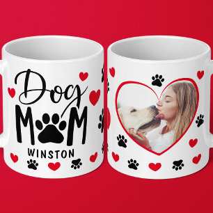 Taza De Café Foto personalizada de mamá de perro con patas y co