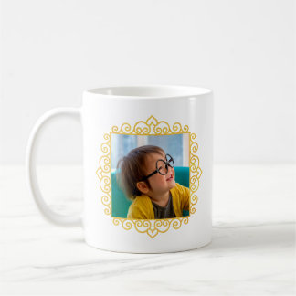 Taza De Café Foto personalizada de marco de corazón dorado