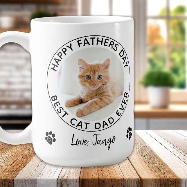 Taza De Café Foto personalizada de Mascota de papá de gato feli (Subido por el creador)