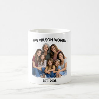 Taza De Café Foto personalizada de mujeres de la familia, nombr