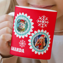 Taza De Café Foto personalizada de niños Navidades de renos 3D