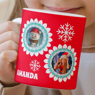 Taza De Café Foto personalizada de niños Navidades de Snowman 3