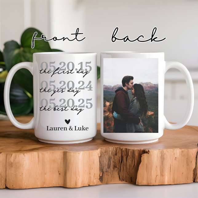 Taza De Café Foto personalizada de pareja de recién casados y t (custom wedding photo mug, wedding date mug, personalized couple mug, newlyweds gift, engagement gift)