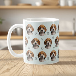Taza De Café Foto personalizada de perro con huellas en tono sa