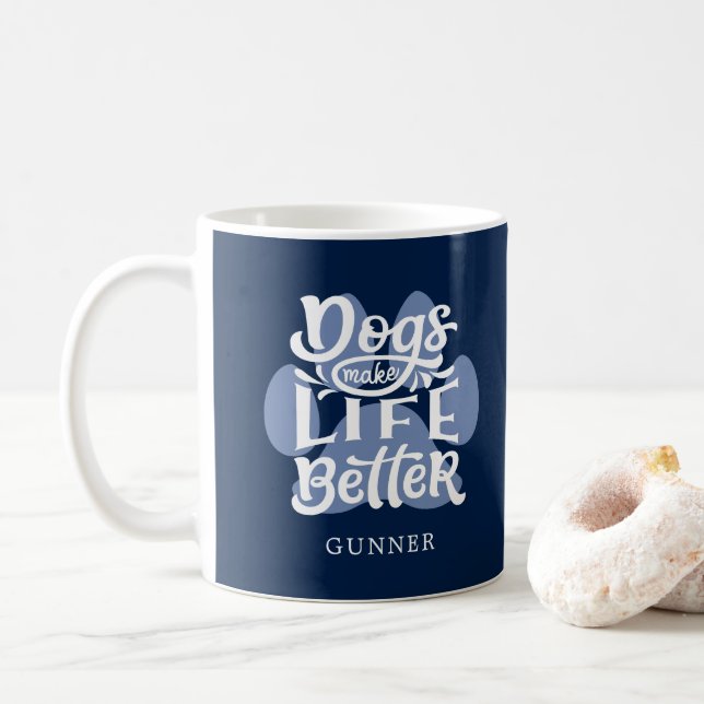 Taza De Café Foto personalizada de perro "Los perros hacen la v (Con donut)
