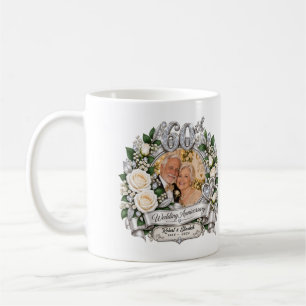 Taza De Café Foto Personalizada del 60º Aniversario de Boda