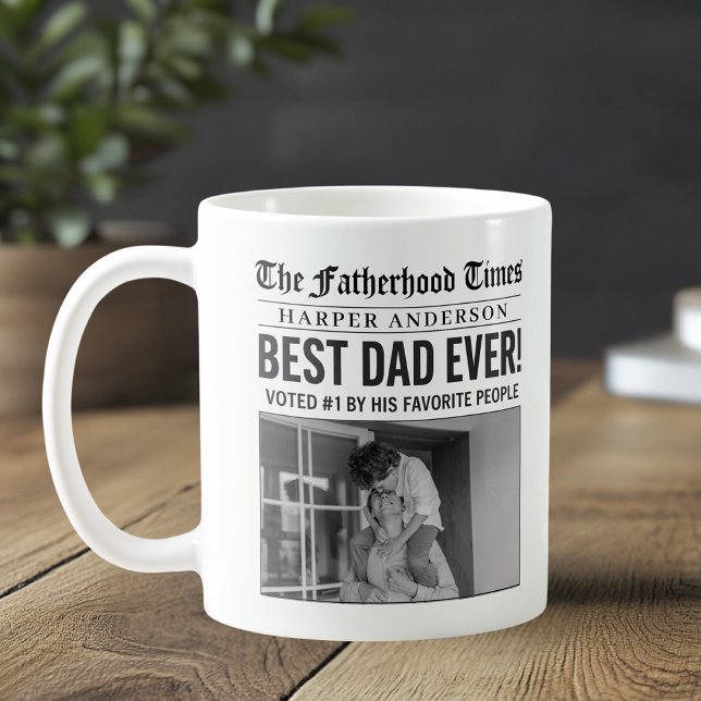 Taza De Café Foto personalizada del mejor periódico de papá (Subido por el creador)