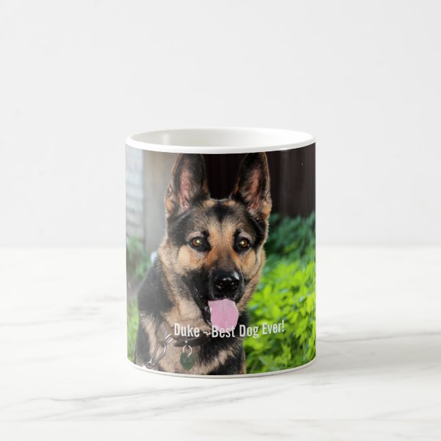 Taza De Café Foto personalizada del perro de pastor alemán, (Centro)