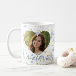 Taza De Café Foto personalizada – Diseño de corazón floral, pas