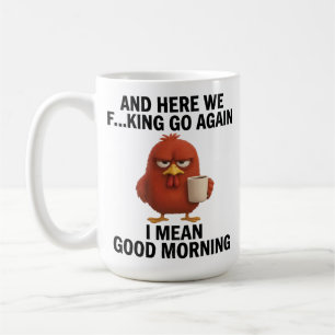 Taza De Café Foto Personalizada Divertida Pollo “Aquí Vamos de