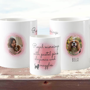 Taza De Café Foto personalizada en acuarela de Cavalier rosa pa