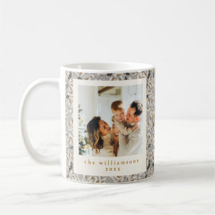 Taza De Café Foto personalizada gris arte elegante Navidad vert
