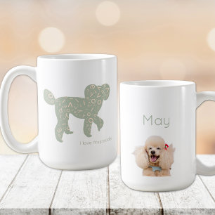 Taza De Café Foto Personalizada Mamá Perro Caniche Nombre Verde